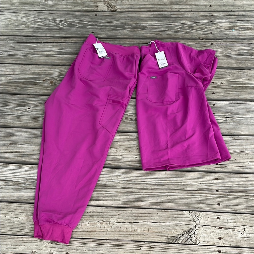 Figs Pink Jogger Sweatpants with Elastic Waistband